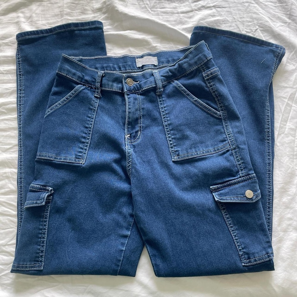 Dark Blue Cargo Pocket Jeans